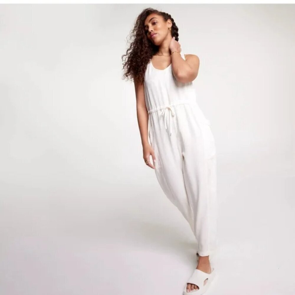 NWT CALIA Relaxed Cream Tie Waist Jumpsuit
